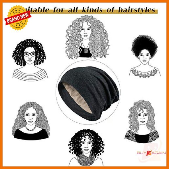 Adjustable Silk Satin Sleep Cap for Curly Hair Dreadlocks 18-32 Inch - Picture 6 of 7